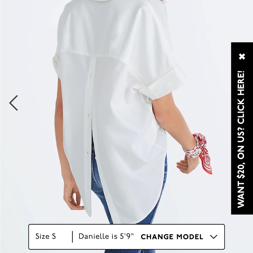 Courier Button-Back Shirt in Pure White